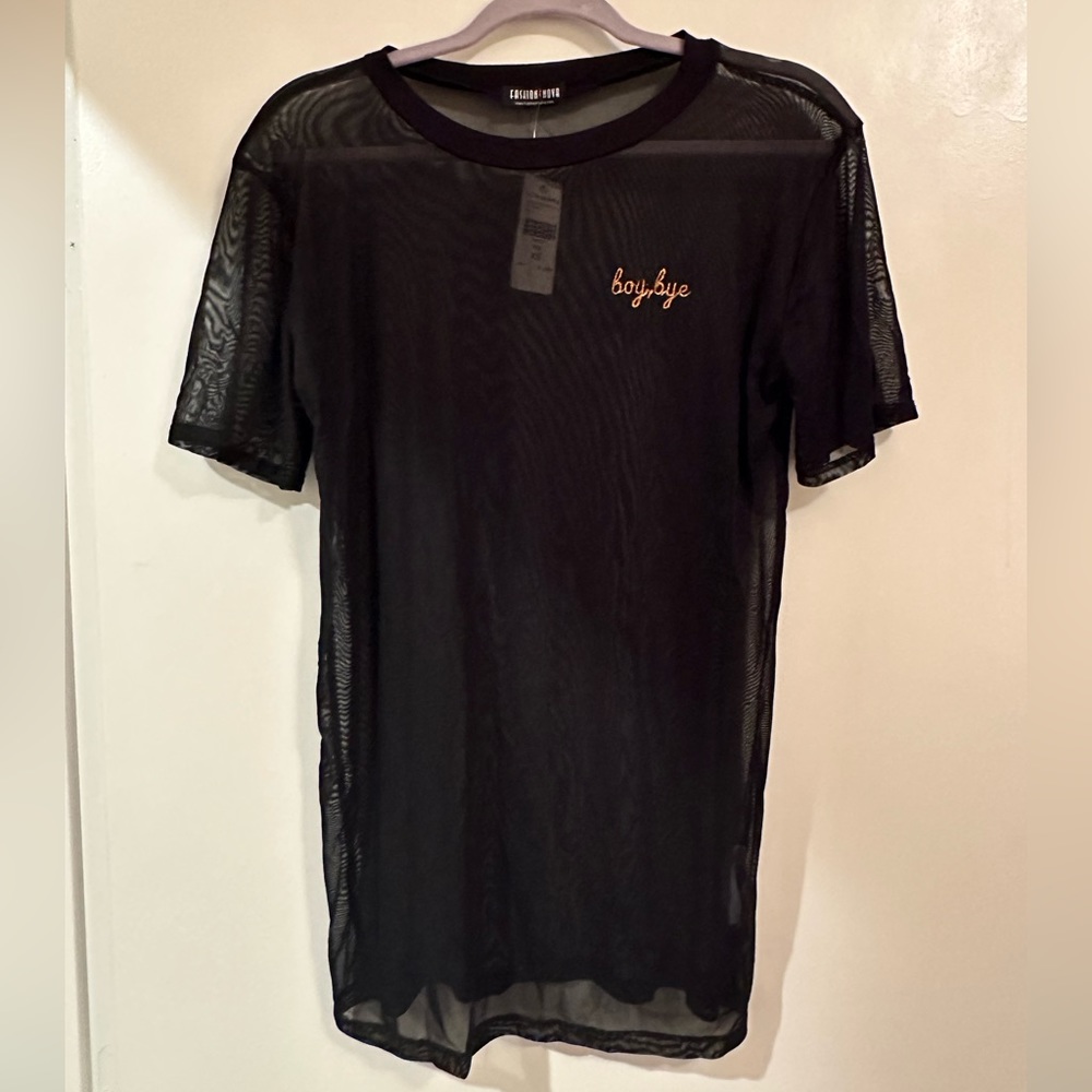 Fashionnova Black Mesh Long Shirt #fashionnova #black #mesh #tshirt #rave